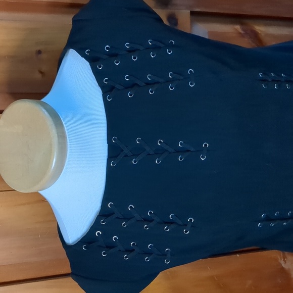 BIANCA NYGÅRD* Black career formal dress cap sleeve corseting detail zip back - Picture 3 of 13